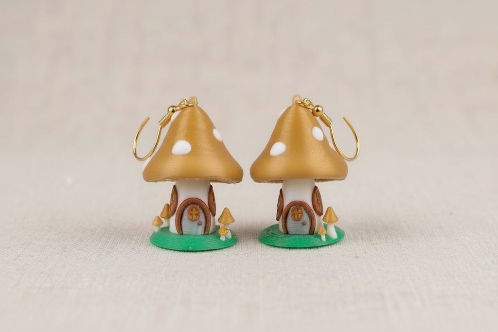 Mushroom House Earrings