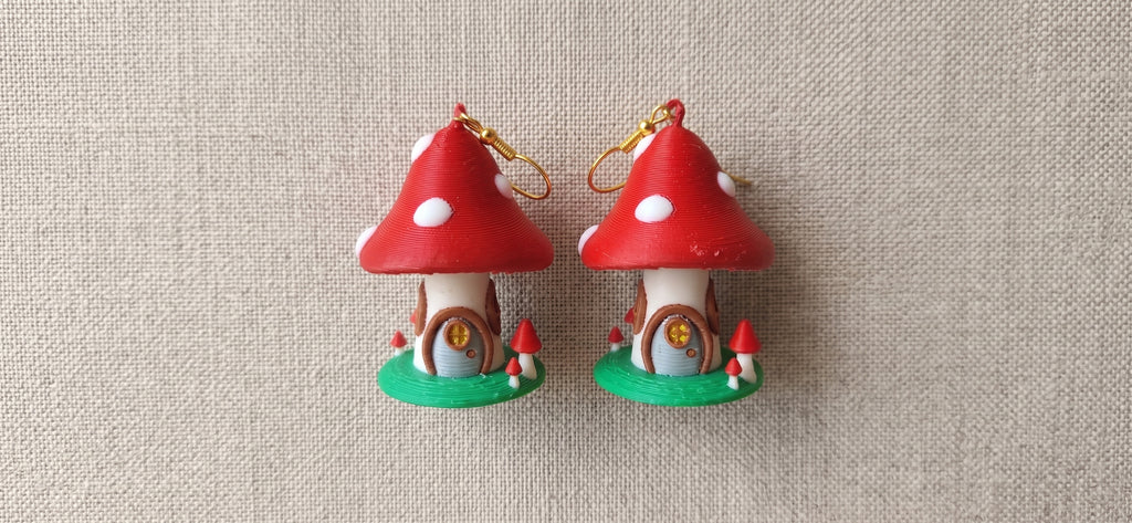 Mushroom House Earrings